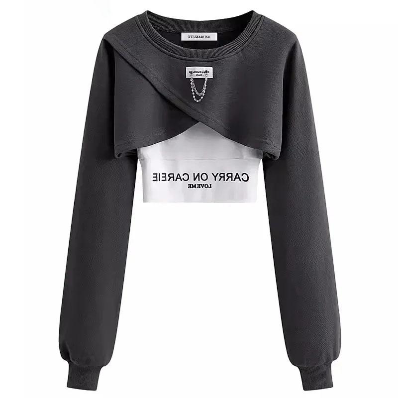 Весенне-осенний комплект, женский корейский свободный модный топ, повседневные брюки, комплект из трех предметов