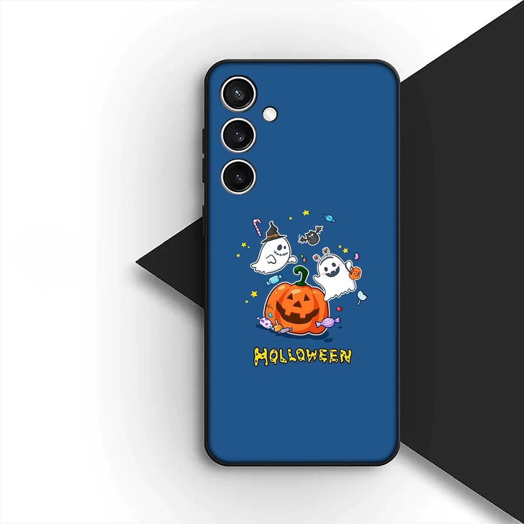 Чехол для телефона Little Ghost With H-Halloweens Pumpkin для Samsung Galaxy S25 S24 S23 FE Ultra Plus S7 Edge S25+ S23+ A56 5G