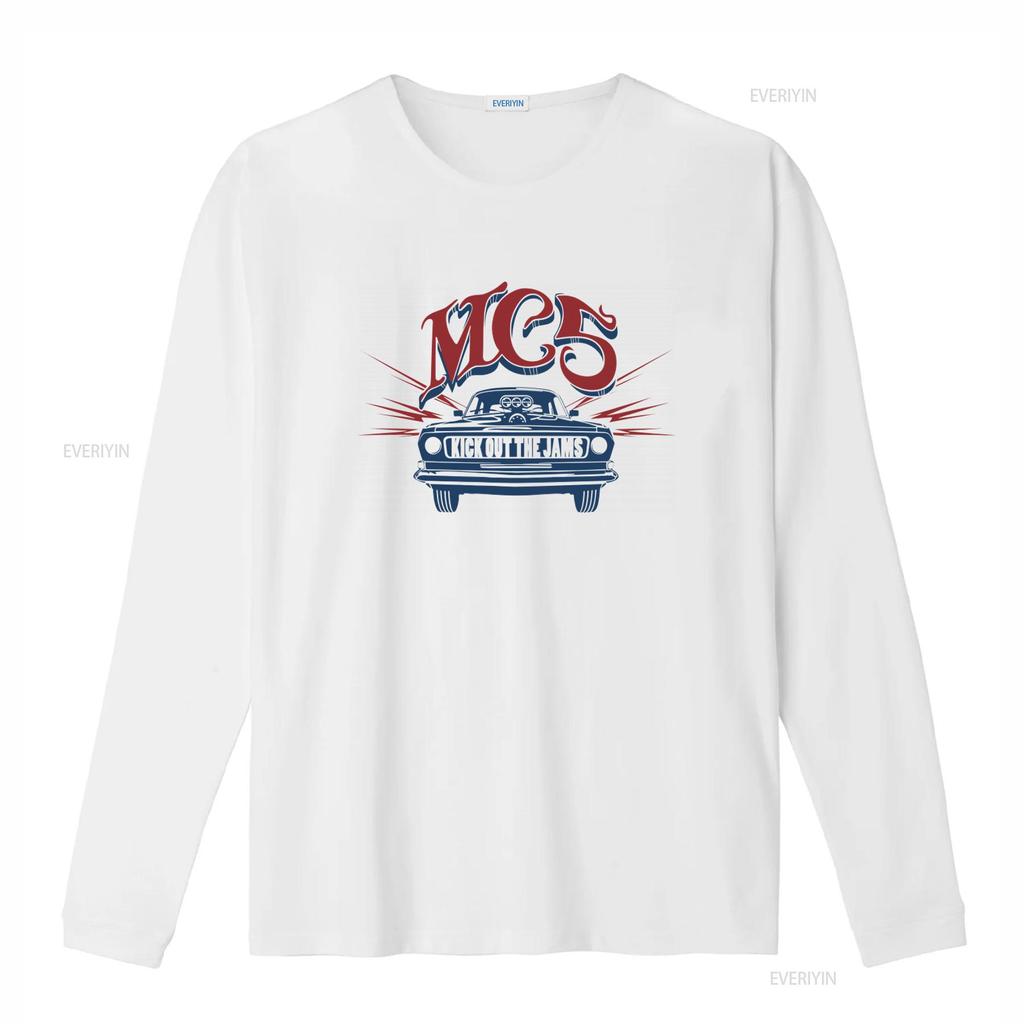 Хлопковая футболка MC5 Kick Out The Jams Дизайн ретро-автомобиля Рок-группа винтажный Стиранный Мягкий мужской Удобный Слегка дышащий
