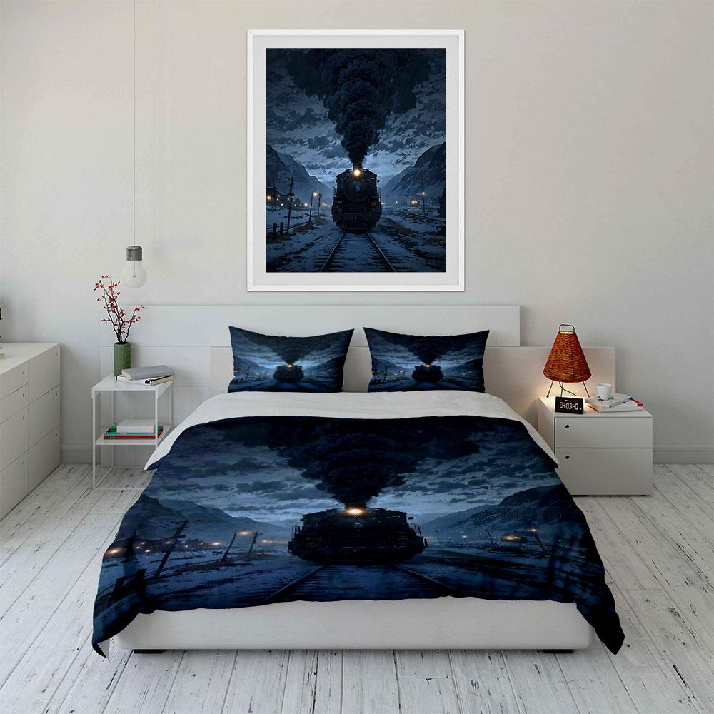 Steam train with smoke. Bedding sets Duvet cover sets Duvet covers Pillowcases(1 * Duvet Cover 2 * Pillowcases without duvet insert)