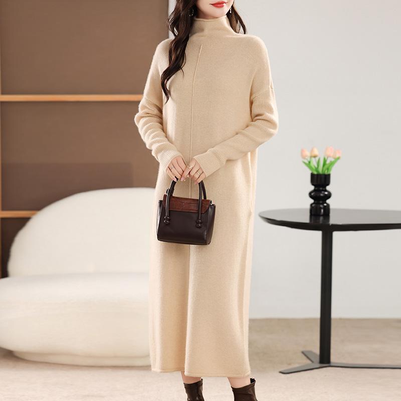 Женское кашемировое платье Qinghe кашемир 30% кашемир 70% шерсть осенне-зимняя кашемировая юбка мягкая и теплая