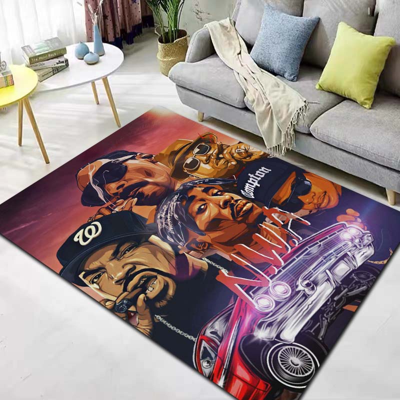 3D Hip Hop Legend Rapper Tupac 2Pac Print Area Rug Non Slip Carpet Urban Rap Culture Mat Living Room Bedroom Sofa Home Decor