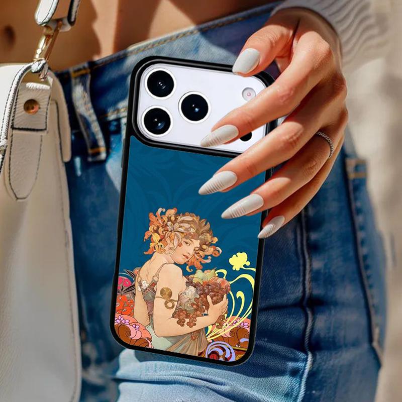 Alphonse Mucha Painted Phone Case For iPhone 17 Air 14 15 13 12 Max Cover For Apple 14 15 16 16e 11 Pro Max Plus Coque