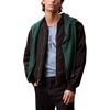 Solid Color Spliced Comfortable Baseball Collar Drop Shoulder Long Sleeve Jacket Unisex Jacket Black 40EM525-UB1