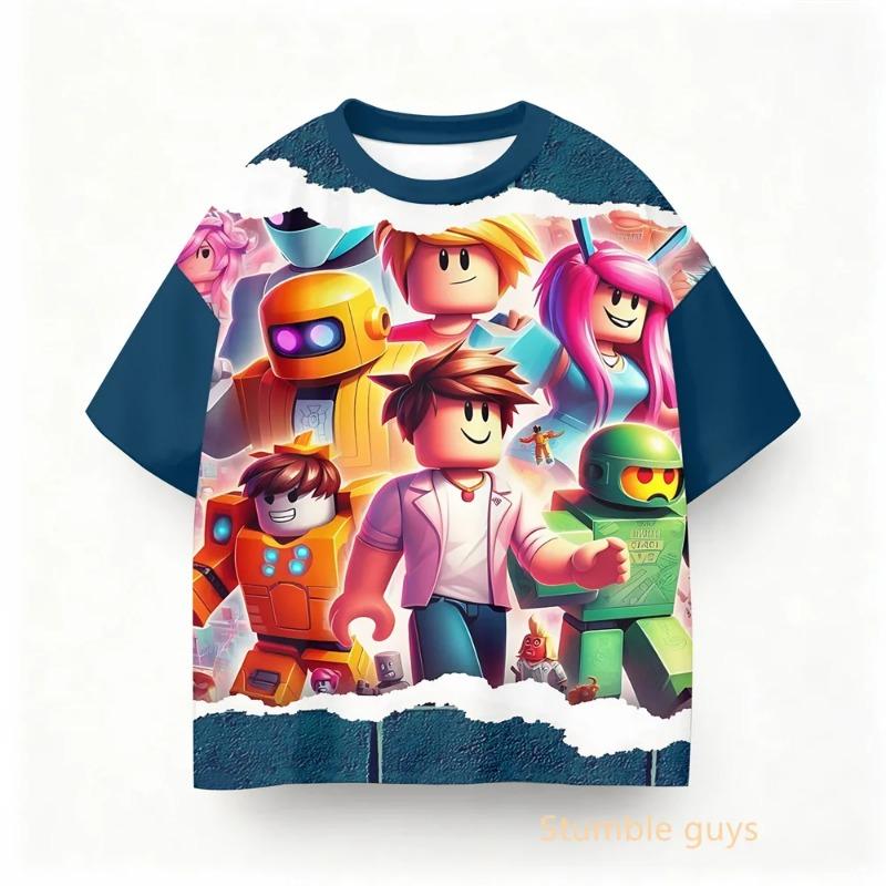 Одежда для мальчиков и девочек, детская, Roblox, летняя футболка с коротким рукавом, игра, аниме