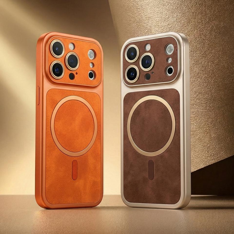 Магнитный кожаный чехол для телефона For For Iphone 17 13 14 1 16 Pro Max Air 17Pro Большое окно Беспроводная зарядка Защитная крышка