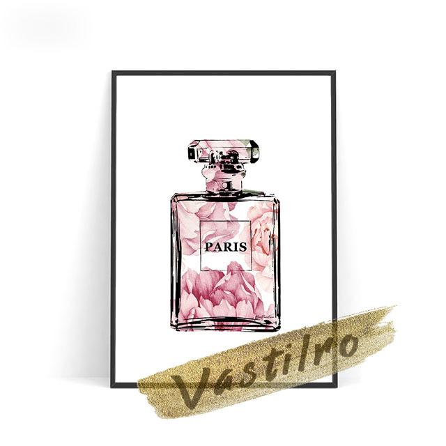 Акварельные цветочные принты Флакон духов Выставка Художественные принты Плакаты Современный минимализм Салон красоты для девочек