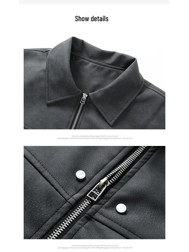 Мужская американская ретро кожаная куртка с отложным воротником - Осенне-зимняя свободная модная верхняя одежда