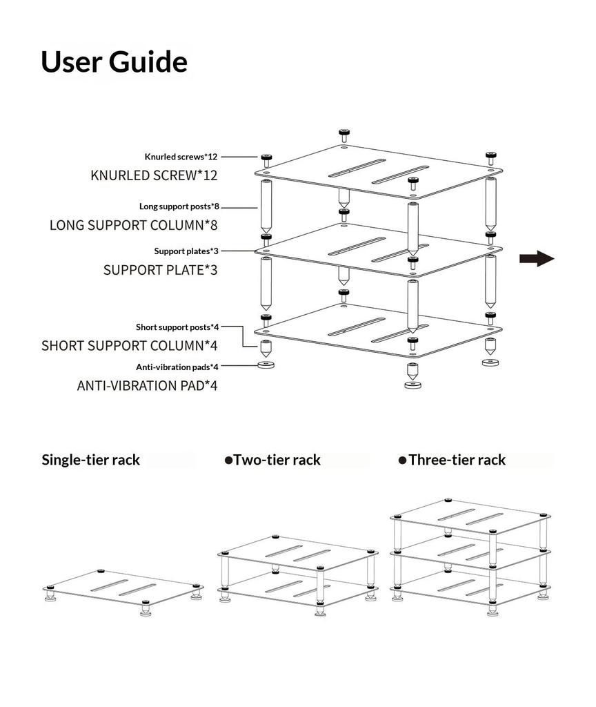 FiiO Modular Racking Desktop HiFi Equipment Shelf, Split Rack for CD Player, DAC and Amplifier