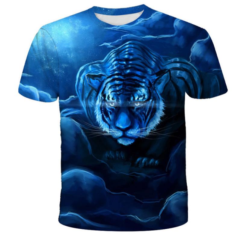 1-14 Years Children Short Sleeve T-Shirts Tiger Lion Animals Tshirt Baby Boys Girls Kids Summer Clothes Casual Oversized Tops