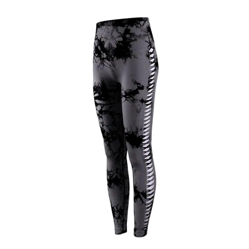 Fashion Sexy Slimming Hollow High Waist Tie Dye Yoga Pants