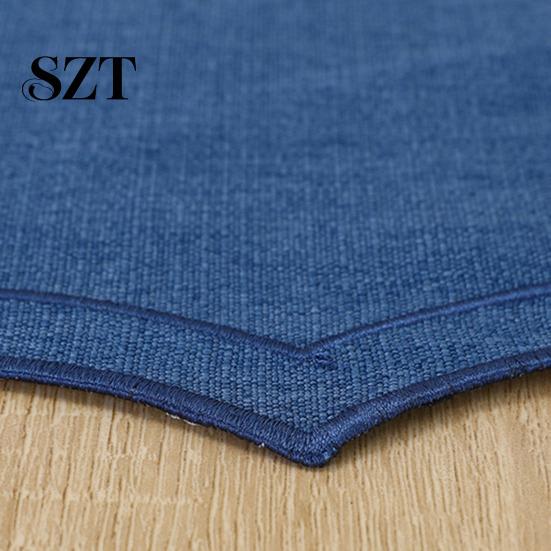 Embroidery Placemat Linen Placemats with Overlocking Dining Durable Wavy Edge Anti-Slip Table Protector for Hotel Restaurant Kitchen Non-fray