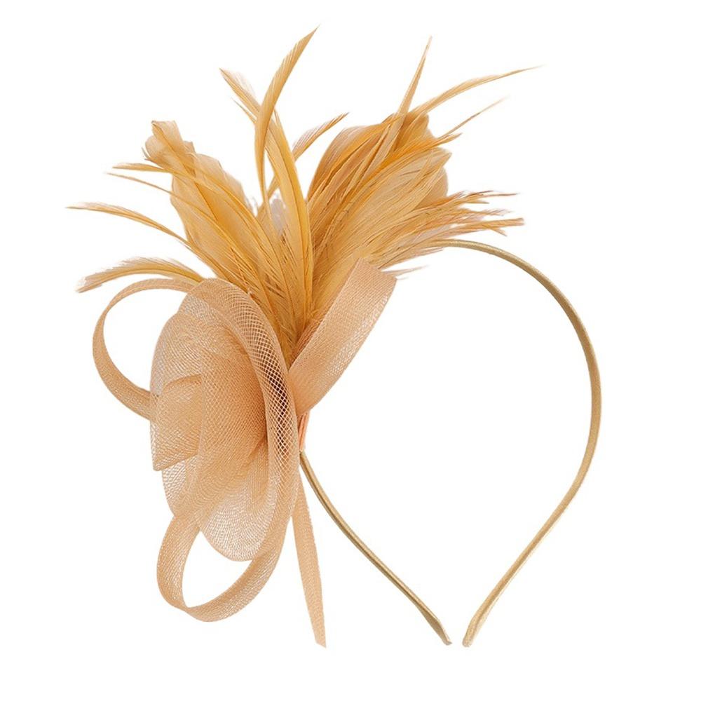 British Feather Headpiece Mesh Flower Hair Accessories Fashion Hair Hoop Wedding Bride