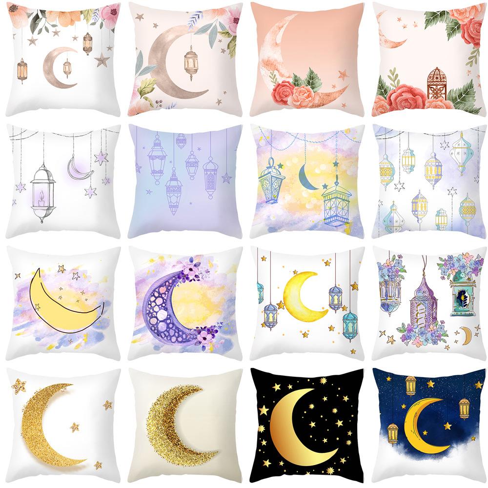 New Moon Pillow Case Peach Skin Printed Home Fabric Living Room Sofa Cushion Cover Bedroom Pillow Cover