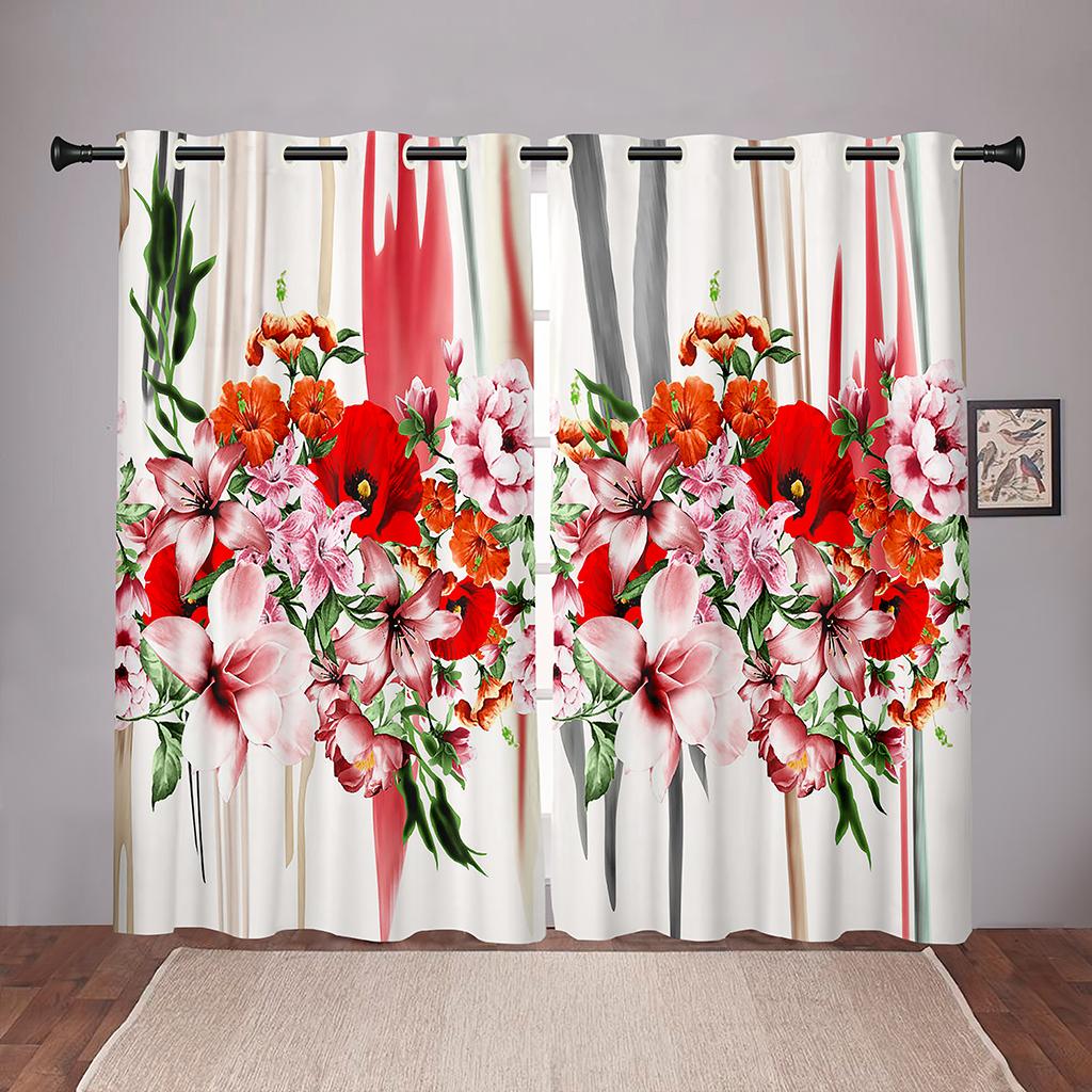Thick 90% Shading Colorful Flawer Floral Girl Blackout Window Curtains For Kids Bedroom Living Room Bathroom Kicthen Door Home