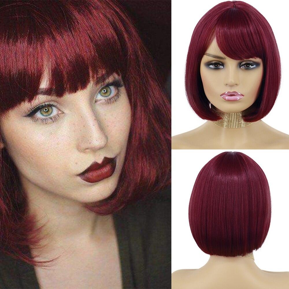MISSQUEEN Женский модный зеленый прямой короткий парик Боб с челкой из синтетического волокна, зеленый парик для косплея на Хэллоуин