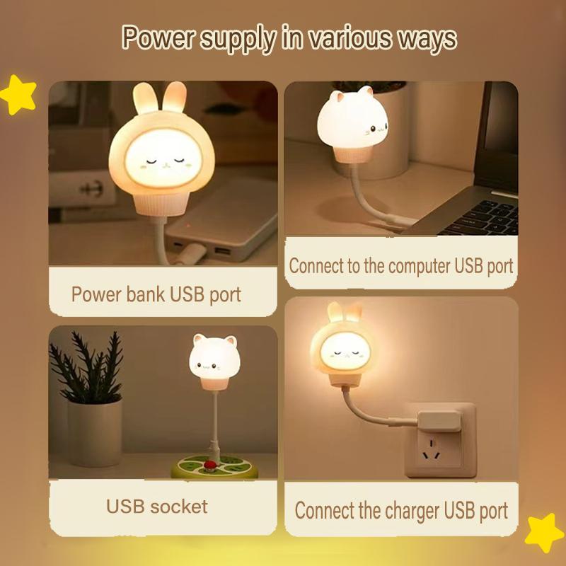 Новый USB ночник 3 режима умный пульт управления свет мультяшный светодиодный ночник медведь кролик для декора спальни прикроватная лампа