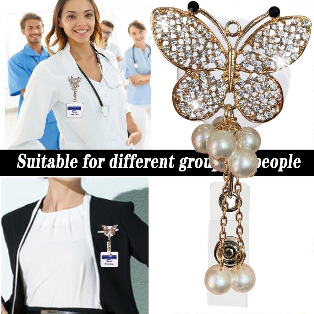 Rotate Badge Reel Clip Rhinestone Name Card Parts New ID Badge Holder