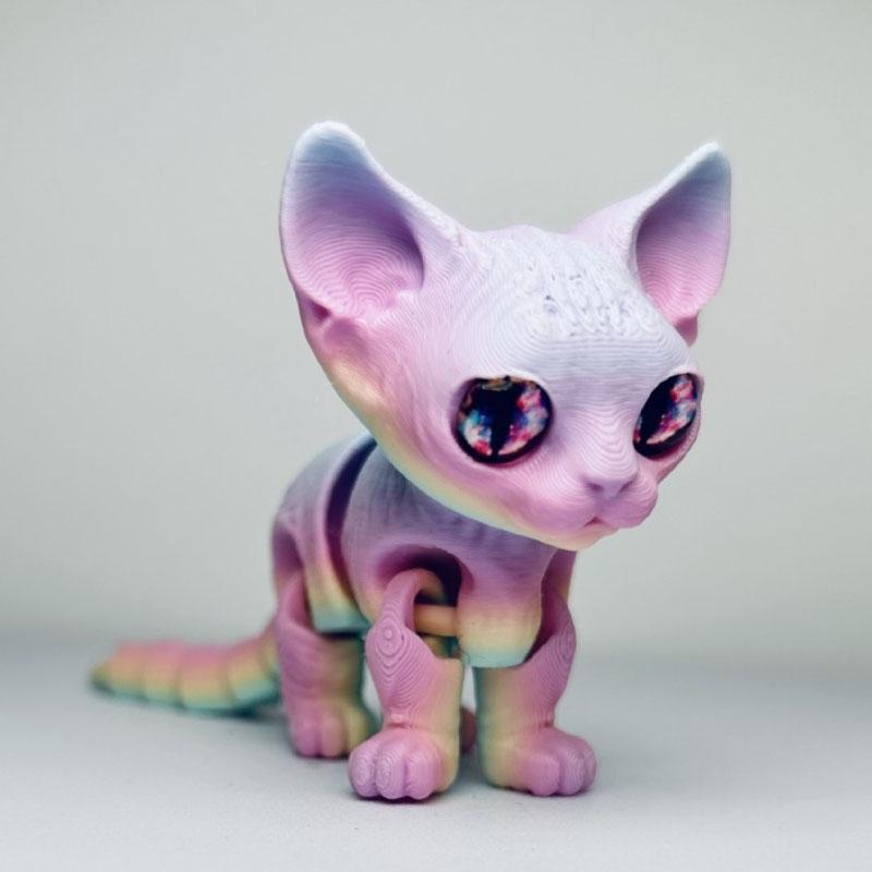 3D-печатная фигурка сиамской кошки с подвижными суставами, игрушка-антистресс для рабочего стола, детская фигурка.