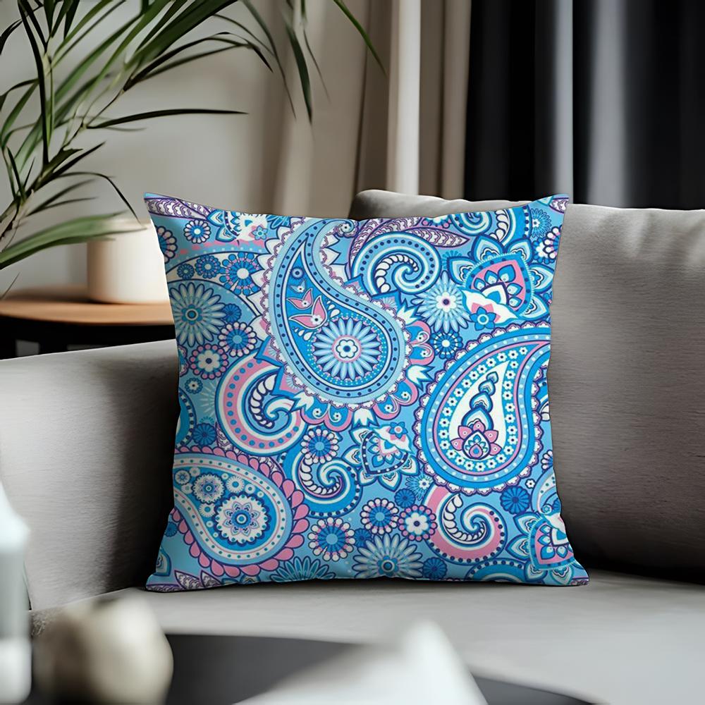 Trending PPpaisleyed Cushion Cover Antidustmite Pillowcase Invisible Zipper Silky Short Plush Sofa Cushion Cover