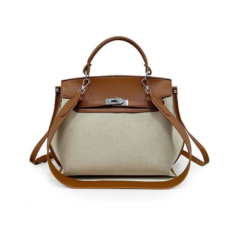 PU Color Matching Light Luxury Tote Bags for Women Fashion Versatile Temperament Bags Casual Hasp Top-Handle