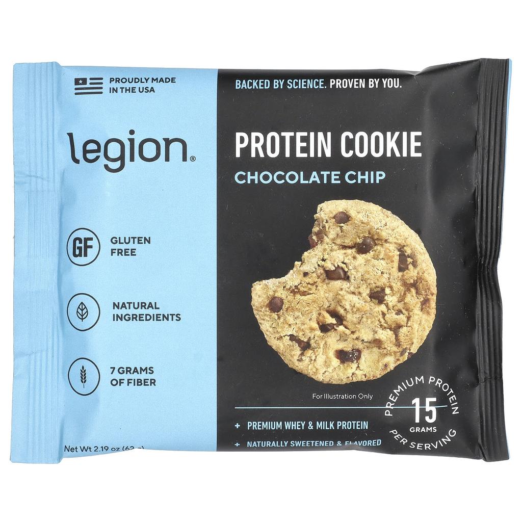 Legion Athletics Protein Cookies, Chocolate Chip, 12-pack, 2.19 Oz (62 G) Each