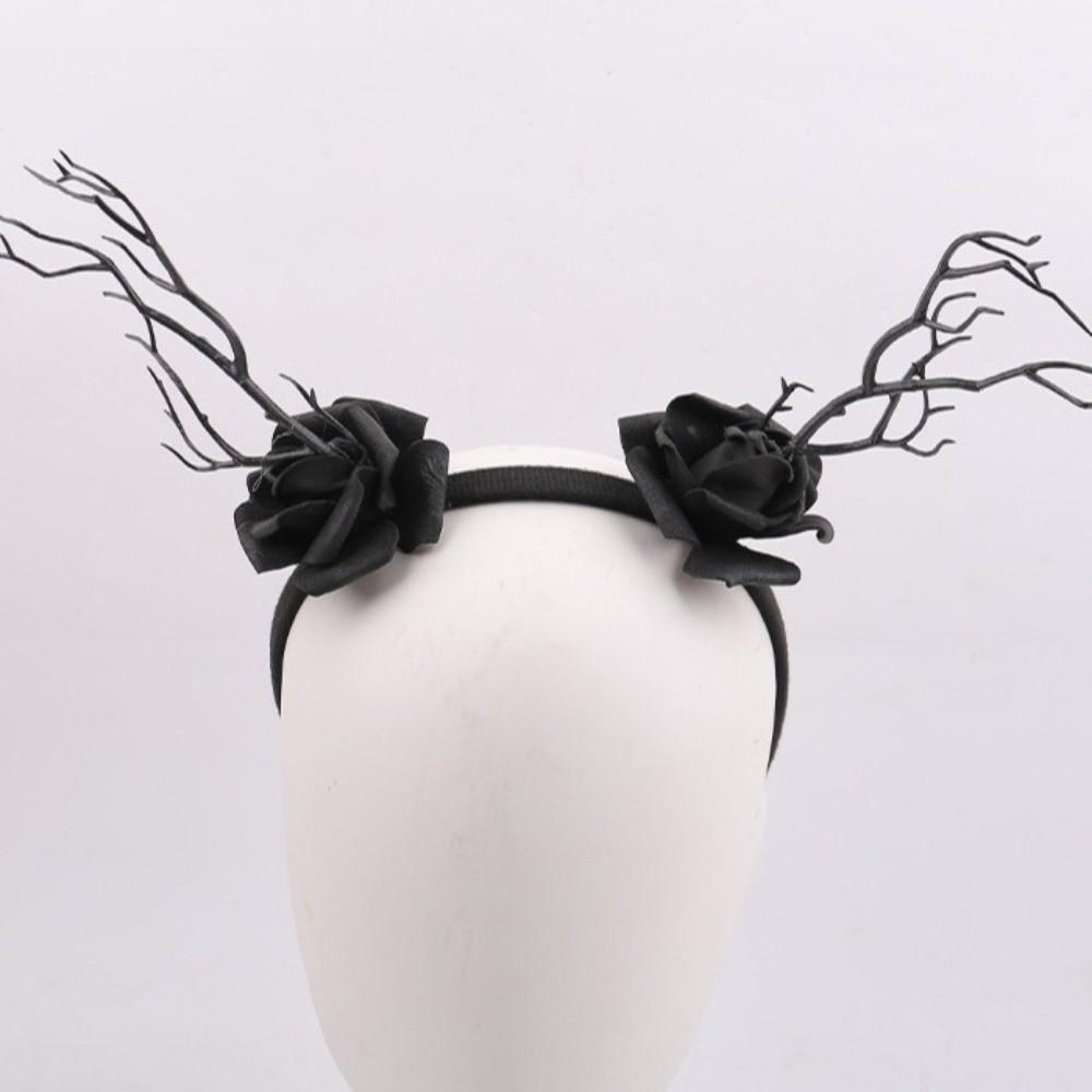 Rose Flower Branch Hair Hoop Bat Halloween Flower Crown Gifts Halloween Headband Ghost Festival