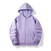 Solid Color Cotton Blends Sweatshirt Zipper Loop Knit Hooded Cardigan Jacket Loose Hoodie Team Uniform Work Advertising Hoodies Coat
