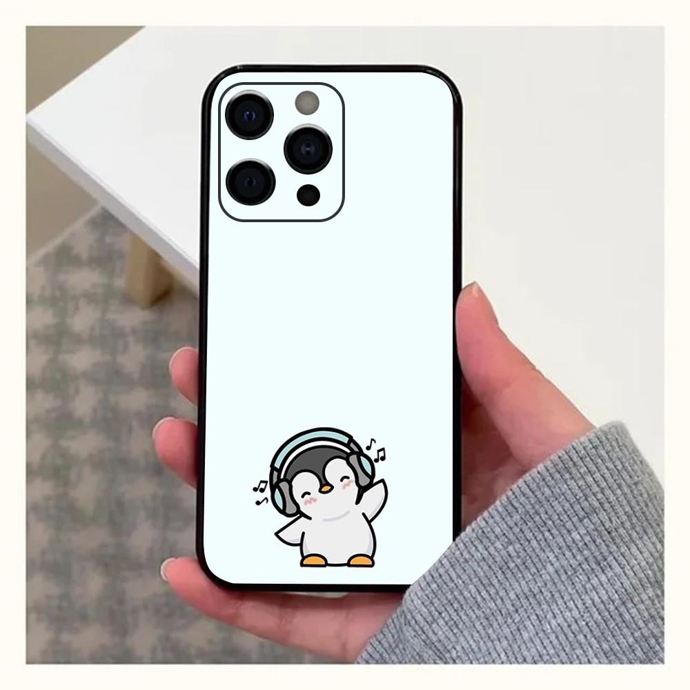 Пингвин Кавай Милый Мультяшный Чехол Для Телефона Для Apple iPhone 15,14,13,12,11,Pro,X,XS,Max,XR,Plus,Mini Мягкий Черный Чехол