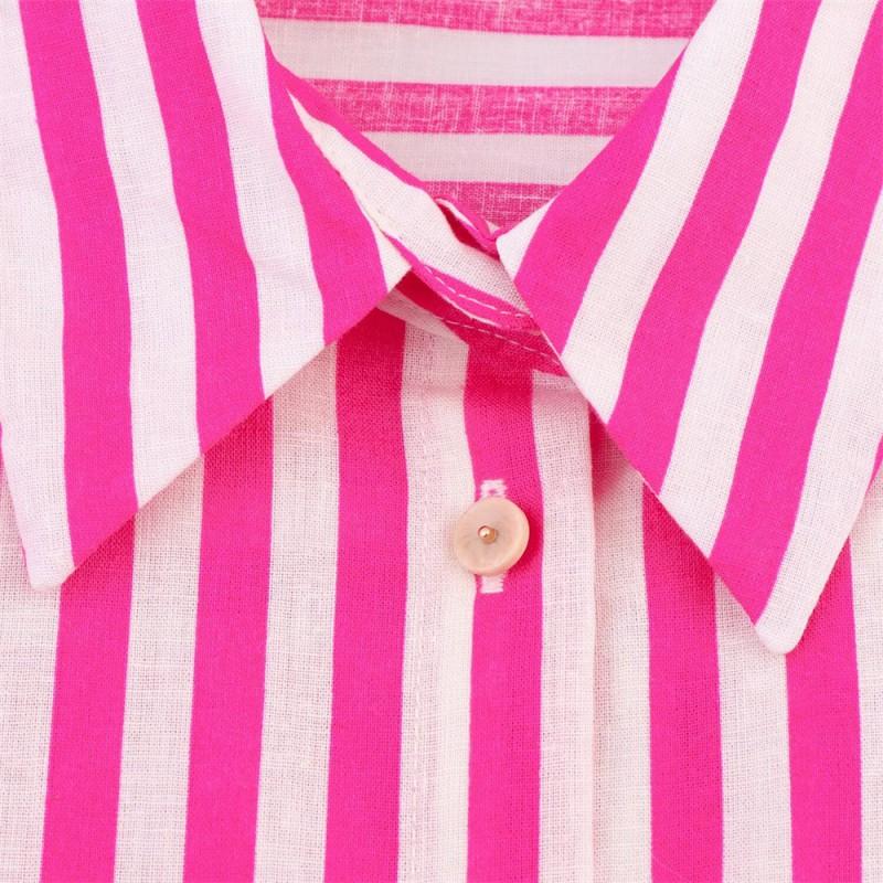 Womens Loose Fit Striped Shirt Long Sleeve Casual Office Blouse 2025 Lightweight Cotton Blend