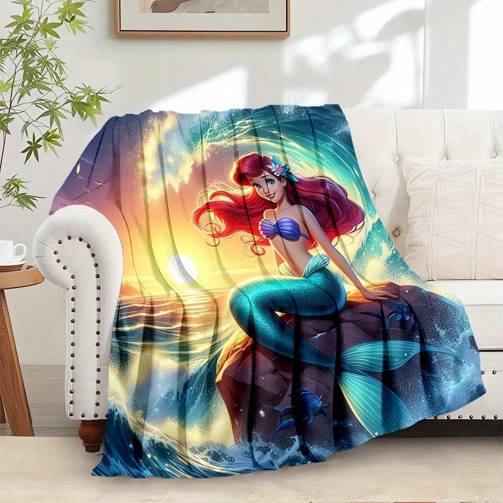 1pc piece flannel ocean fairy tale mermaid pattern small bed blanket sofa blanket gift