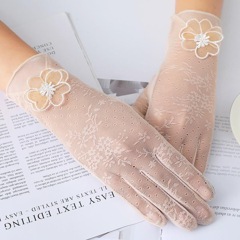 Солнцезащитные перчатки для женщин на весну и лето, кружевные тонкие перчатки с сенсорным экраном для вождения, дышащие солнцезащитные перчатки для велоспорта на открытом воздухе