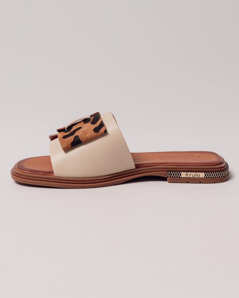 Шлепанцы с бантом Krula 21325 36 бежевые кожа