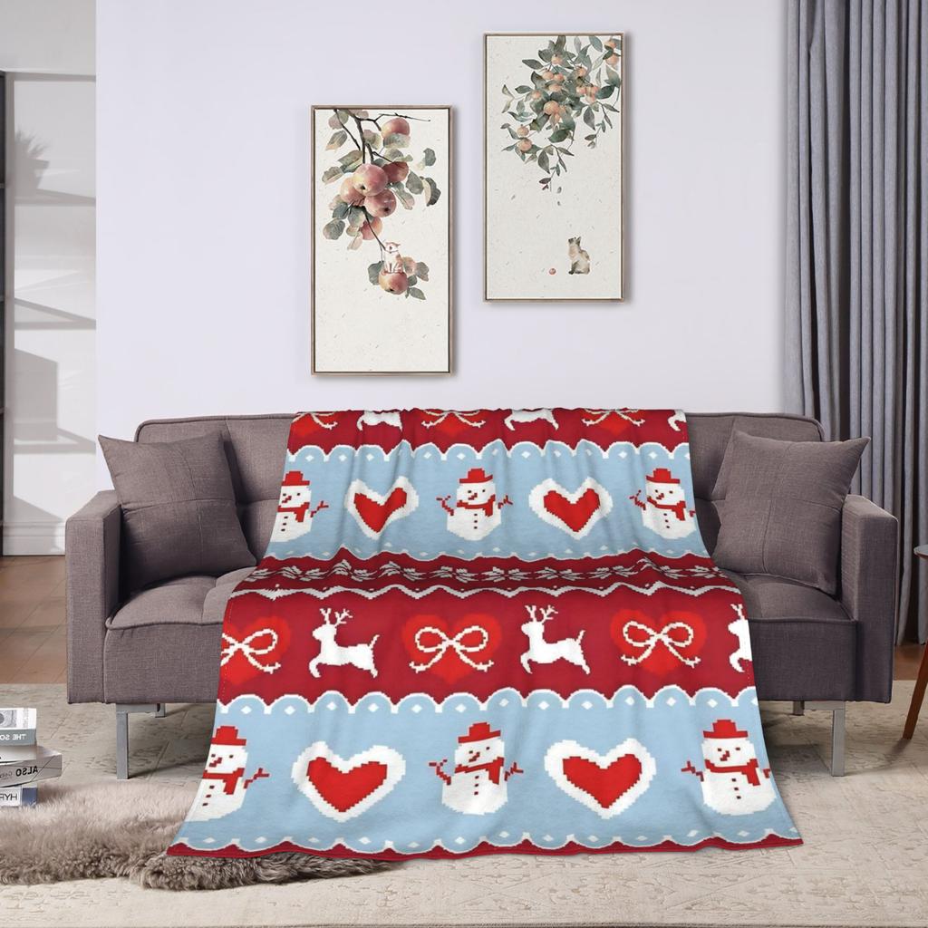 Рождественский имбирный узор Пастельно-розовый Красный Пледы Коралловый флис Плюшевые Осенние Мягкие Накидки для дивана Уличный коврик Штука