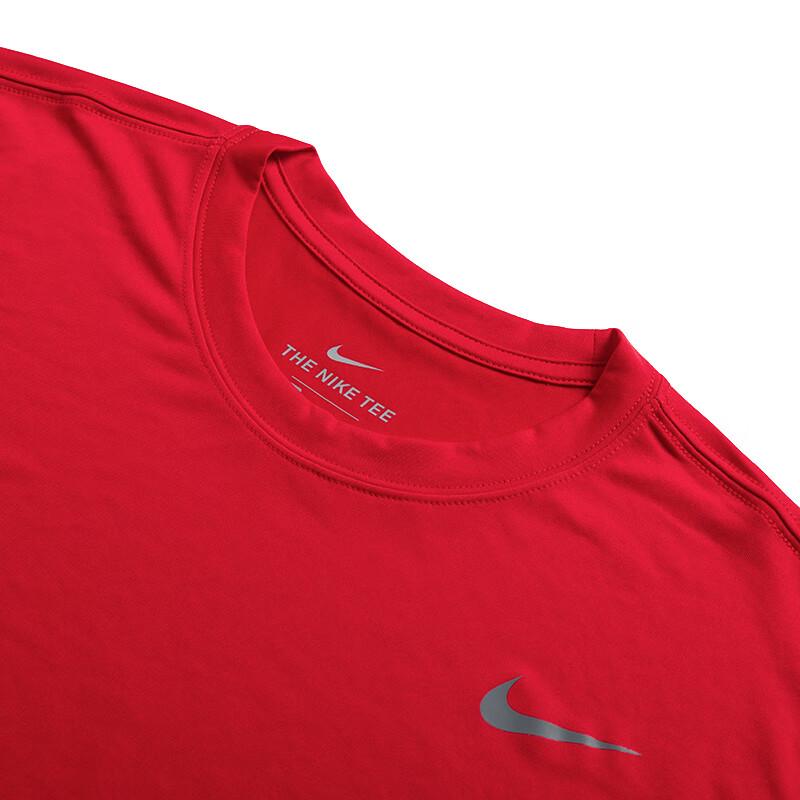 Nike Dri-Fit Logo Crew Neck Удобная быстросохнущая повседневная футболка с коротким рукавом Стандартная мужская футболка University-Red Cool-Grey HF0507-657