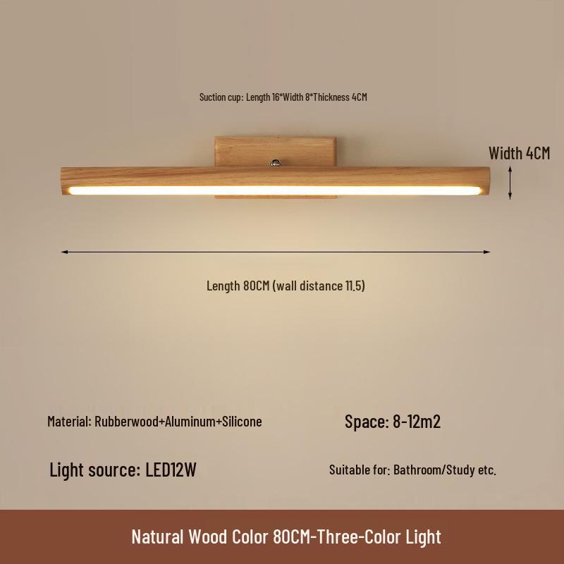 Modern Minimalist LED Vanity Light - Nordic Solid Wood Design for Bathroom