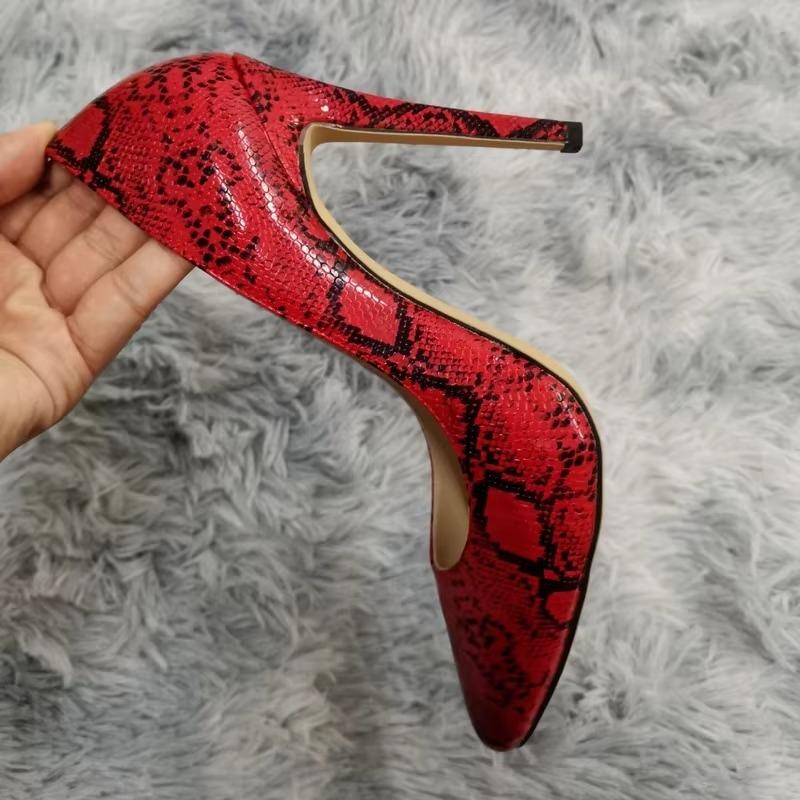 Classic Sexy Pointed Toe High Heels Women Pumps Shoes Faux Snake Print Wedding Party Pattern Shoes