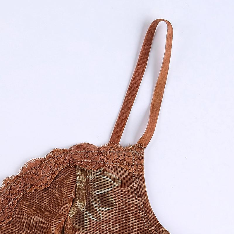 Сексуальные принты Y2k майки коричневые укороченные топы женские Harajuku спагетти бретельки пляжные футболки женские модные шикарные ретро V-образный вырез без рукавов жилет