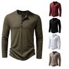 Men's Cotton Button T-Shirt Henley Neck Shirt Long Sleeve Casual Solid Color T-Shirts