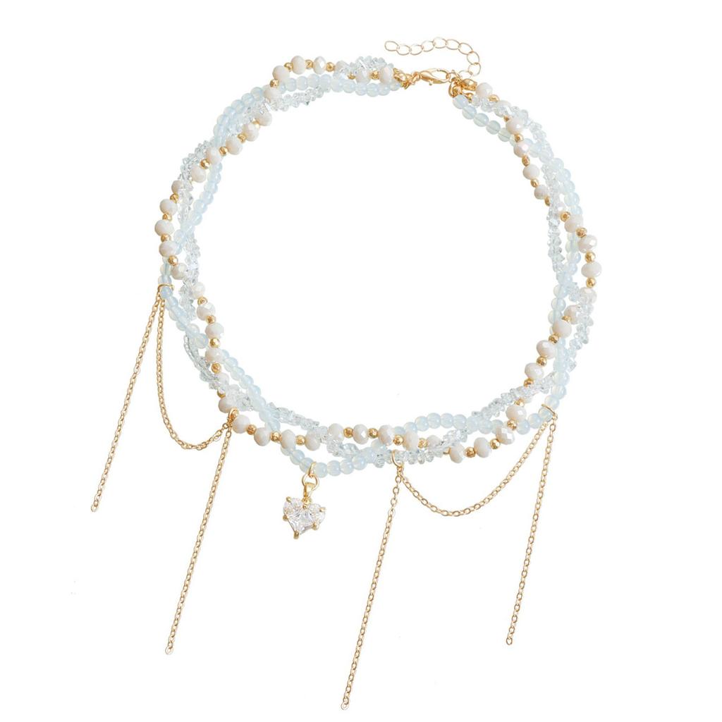 Романтическое многослойное ожерелье с сердечками и кисточками, удобное ношение, цепочка с подвеской, украшение на шею для женщин