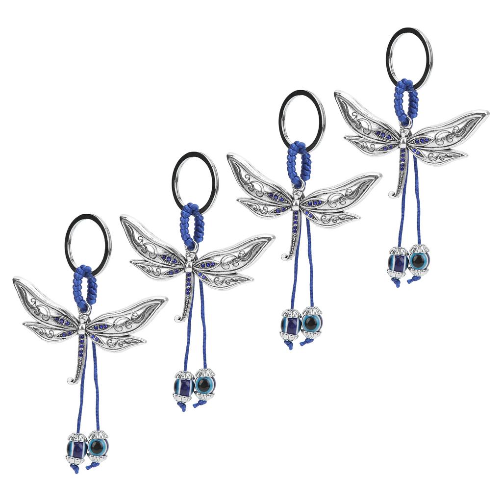 4 шт. брелок для ключей «Стрекоза сглаза» синяя веревка плетеный сплав винтажный брелок для ключей «Стрекоза сглаза» сумка