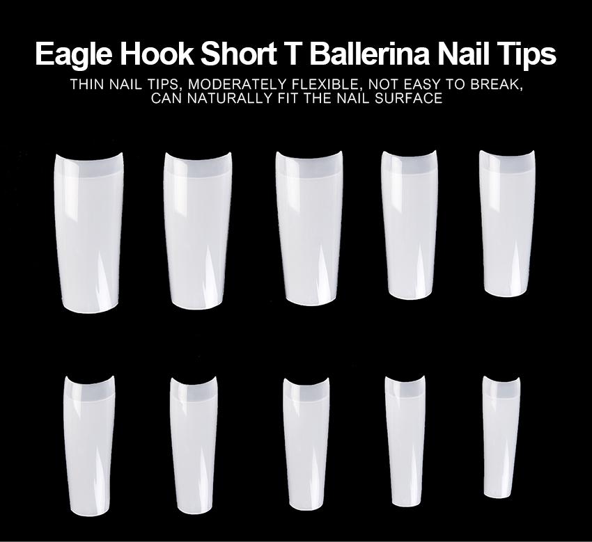 kads Типсы Полупокрытие Французские ногти Накладные ногти Замачиваемые накладные ногти Натуральные прозрачные акриловые ногти 500 шт. для наращивания ногтей 10 размеров