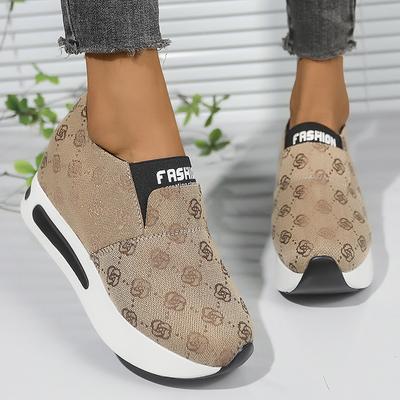 Женские повседневные кроссовки с вышивкой на толстой подошве, модные клинья для увеличения роста, женские легкие слипоны на платформе