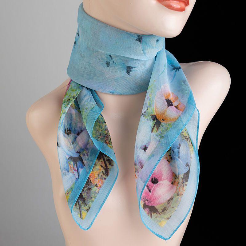 Spring and Summer Versatile Printed Small Square Scarf Soft Chiffon Thin Scarf Women's Neck Protection Decorative Scarf Square Scarf