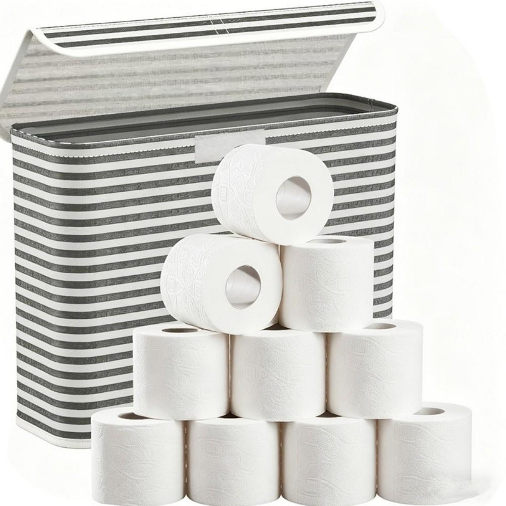With Lid Toilet Paper Holder Stripe Printed Bathroom Tissue Box Laundry Basket  Bathroom