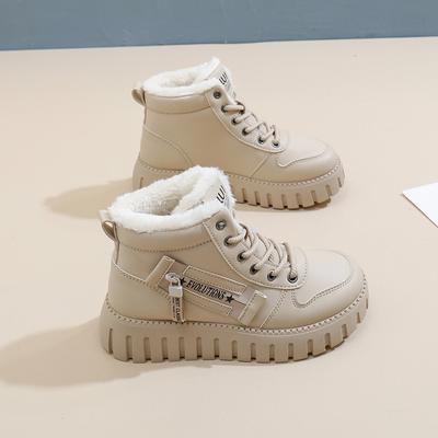 Женские туфли на платформе 2024 года, новые зимние высокие бархатные термоботинки, повседневные универсальные увеличивающие рост зимние ботинки для женщин WS820