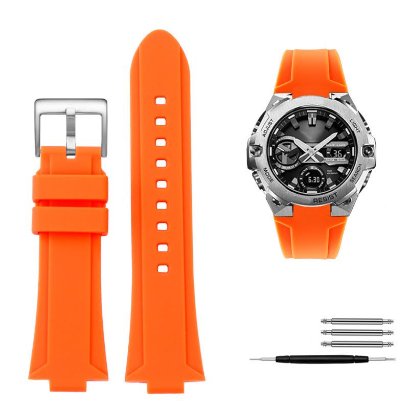 Classic Convex Mouth Silicone Watchband For Casio G-SHOCK Steel Heart GST-B400 Men's Sports Waterproof Rubber Strap Bracelet Accessories