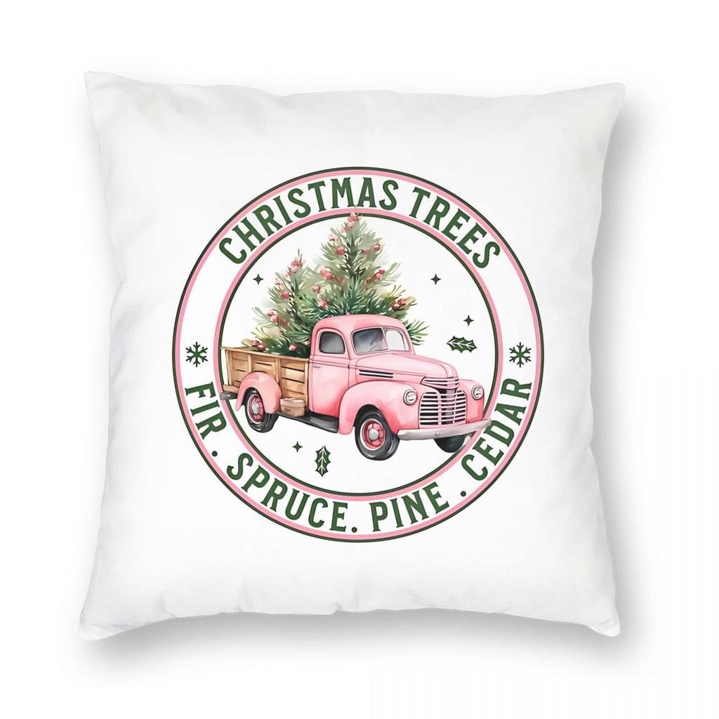 Red Car With Christmas Tree On Roof Pillowcase Printing Fabric Cushion Cover Gift Throw Pillow Case Cover Home Wholesale cm