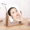 Зеркало для макияжа с поворотом на 360 градусов и деревянной основой, высокая четкость, настольное зеркало для мужчин и женщин, портативное дорожное прямоугольное косметическое зеркало