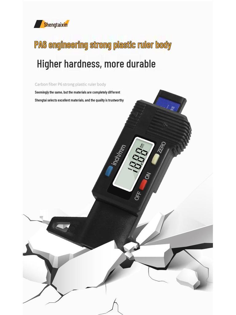 Цифровой штангенциркуль Shengtai Xin 0-25 мм, измеритель глубины протектора